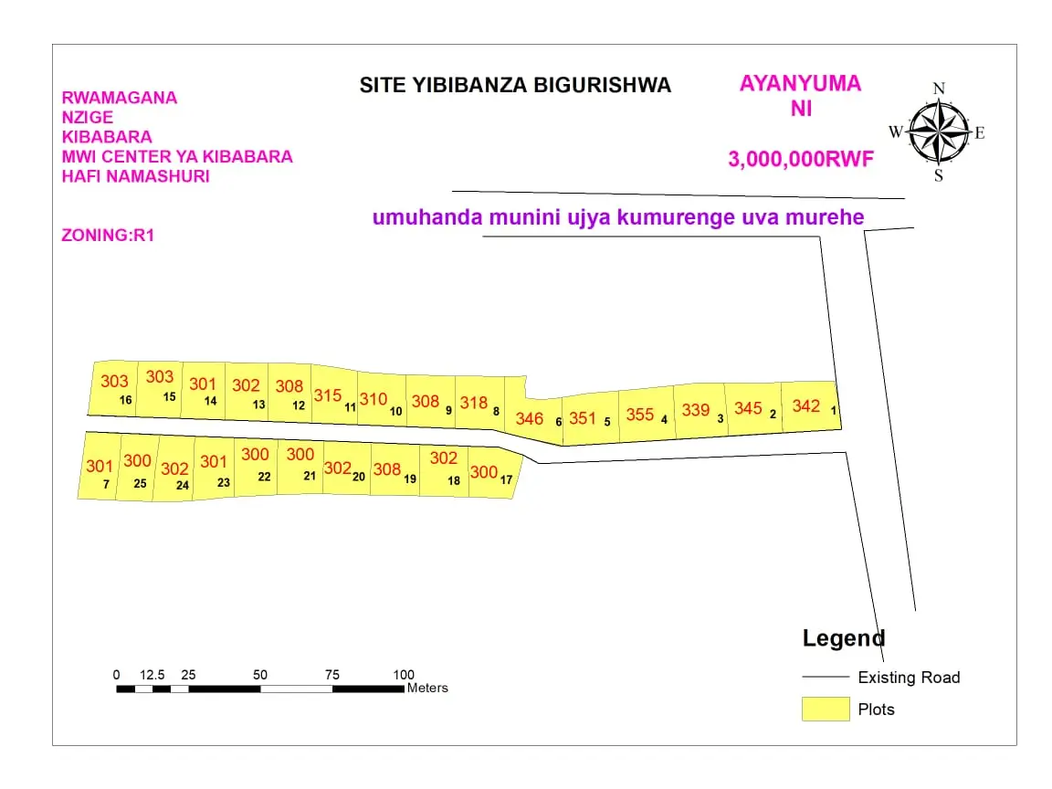 SALE. PLOT'S-25 FOR SALE  PRICE: 3-MILLION  Updates! LOCATION RWAMAGANA DISTRICT NZIGE SECTOR  KIBARABARA CELL NEAR 🚨🚨🚨🚨🚨 Sure deal  Ibibanza bishya bigurishwa! Biri Hafi NI SANTERE YA KIBARABARA  🏹Price:3M. 🏹Zoning:R1 🏹Imihanda irakase IBIKORWA REMEZO BYOSE BIRAHARI 🏹Location: *Rwamagana, Nzige_Hafi n’umurenge Kuva RUGENDE NI KM-15 NA MOTO NI 1500Frw  *_NB:Hano ibyangombwa birahari ni Mutation BOOKING NOW — photo 2
